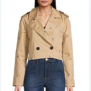7 For All Mankind Crop Trench Jacket Embroidered new with tags size Large